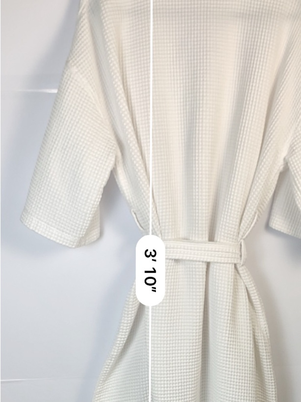 Monarch White Waffle Weave Spa Robe Unisex One Size Belted Hotel Resort Cotton - Picture 5 of 9